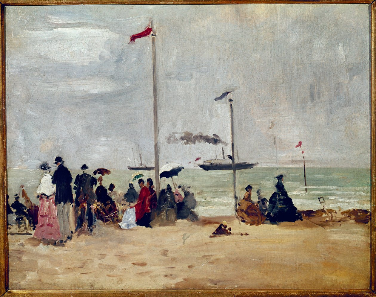 Trouville tengerpartján, Normandiában (olaj, vászon alkotó: Eugene Louis Boudin