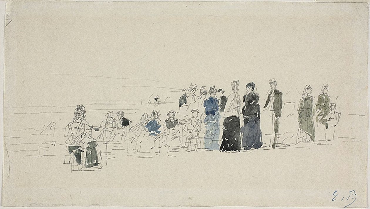 Alsószoknyák a tengerparton (recto); Breton nők a tengerparton (fordítva) alkotó: Eugene Louis Boudin