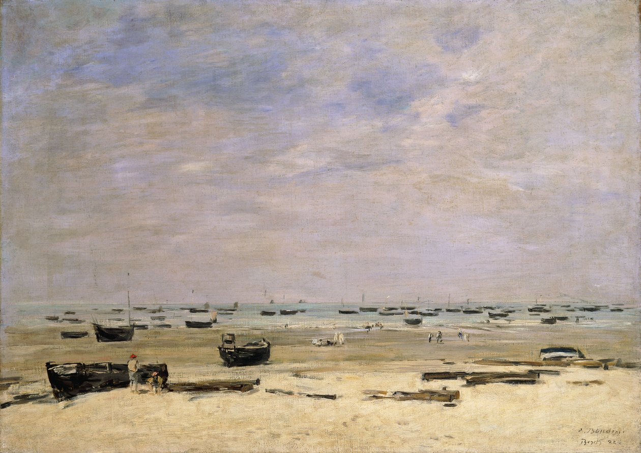 folyami bárkák apálykor; Berck le Rivage a Maree Basse, 1882 alkotó: Eugene Louis Boudin