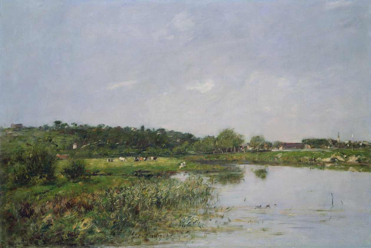 Folyópart, La Touques, 1890 alkotó: Eugene Louis Boudin