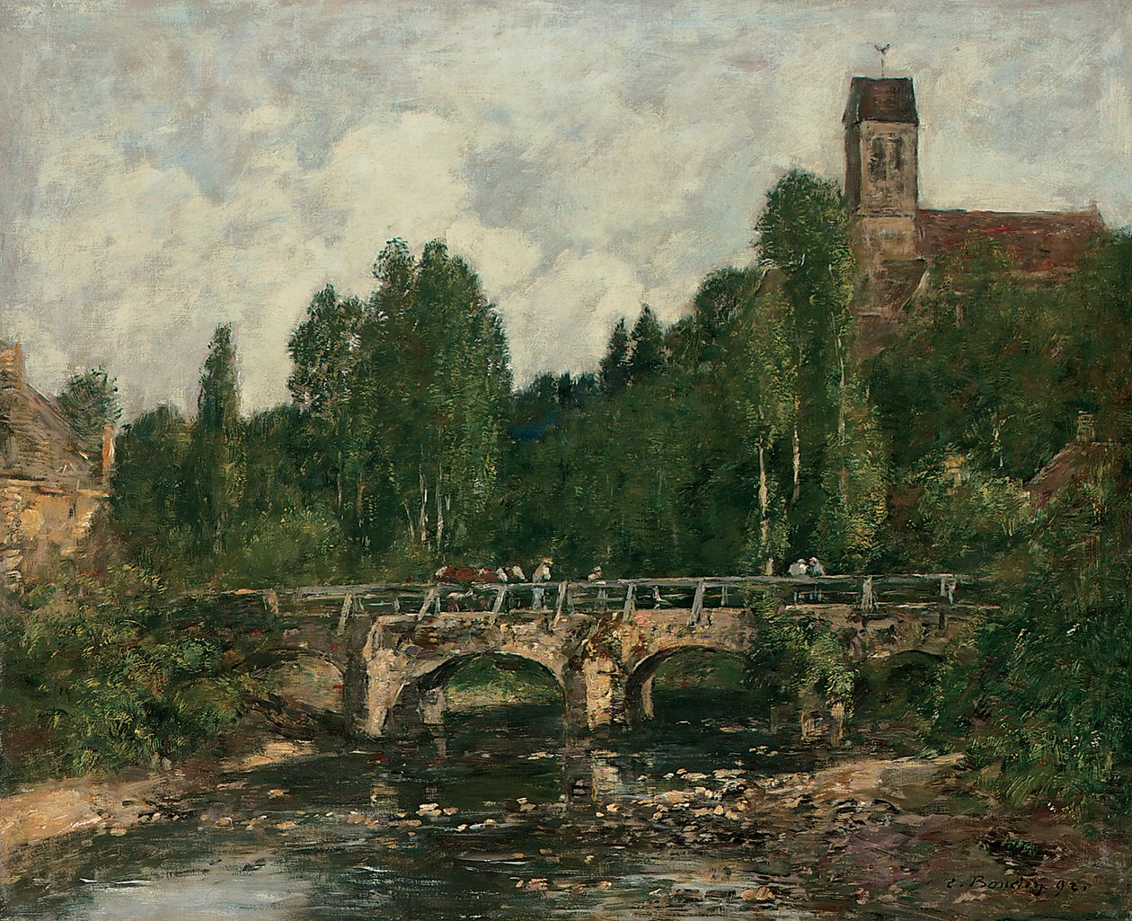 Saint-Cenery, a templom és a híd, 1892 alkotó: Eugene Louis Boudin