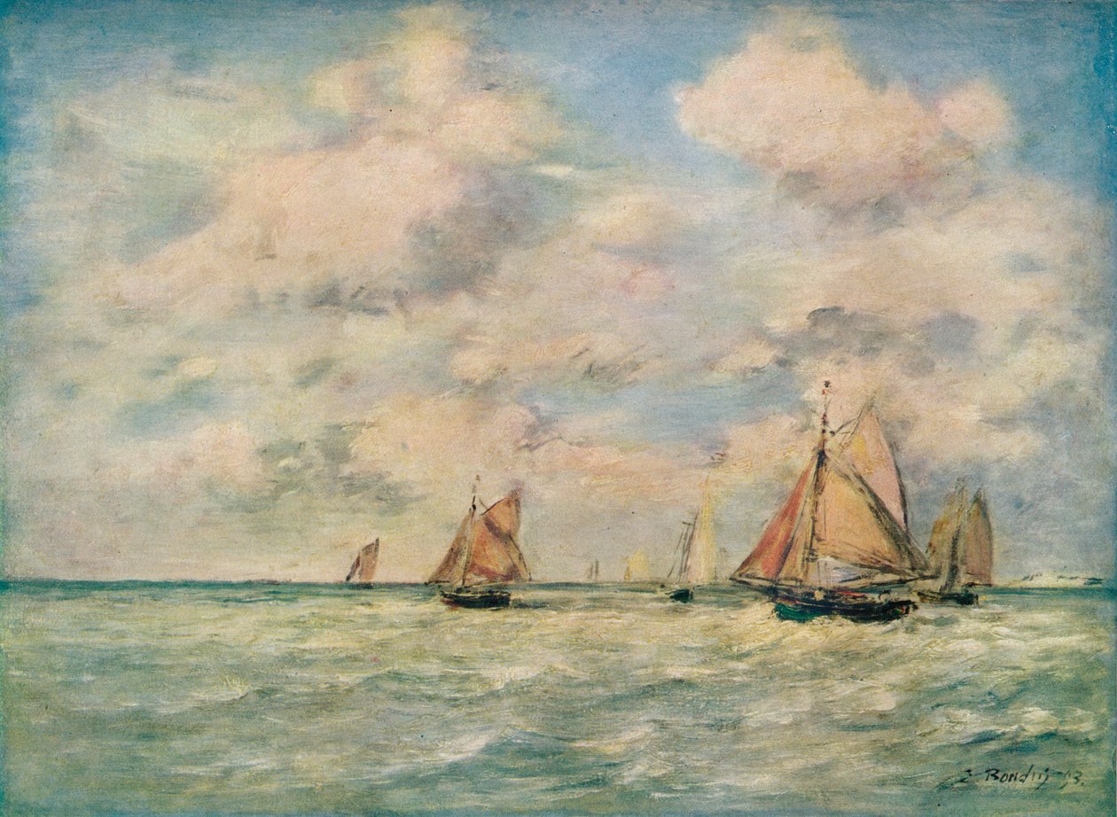 A csónakok kijárata Trouville-ben, 19. század alkotó: Eugene Louis Boudin