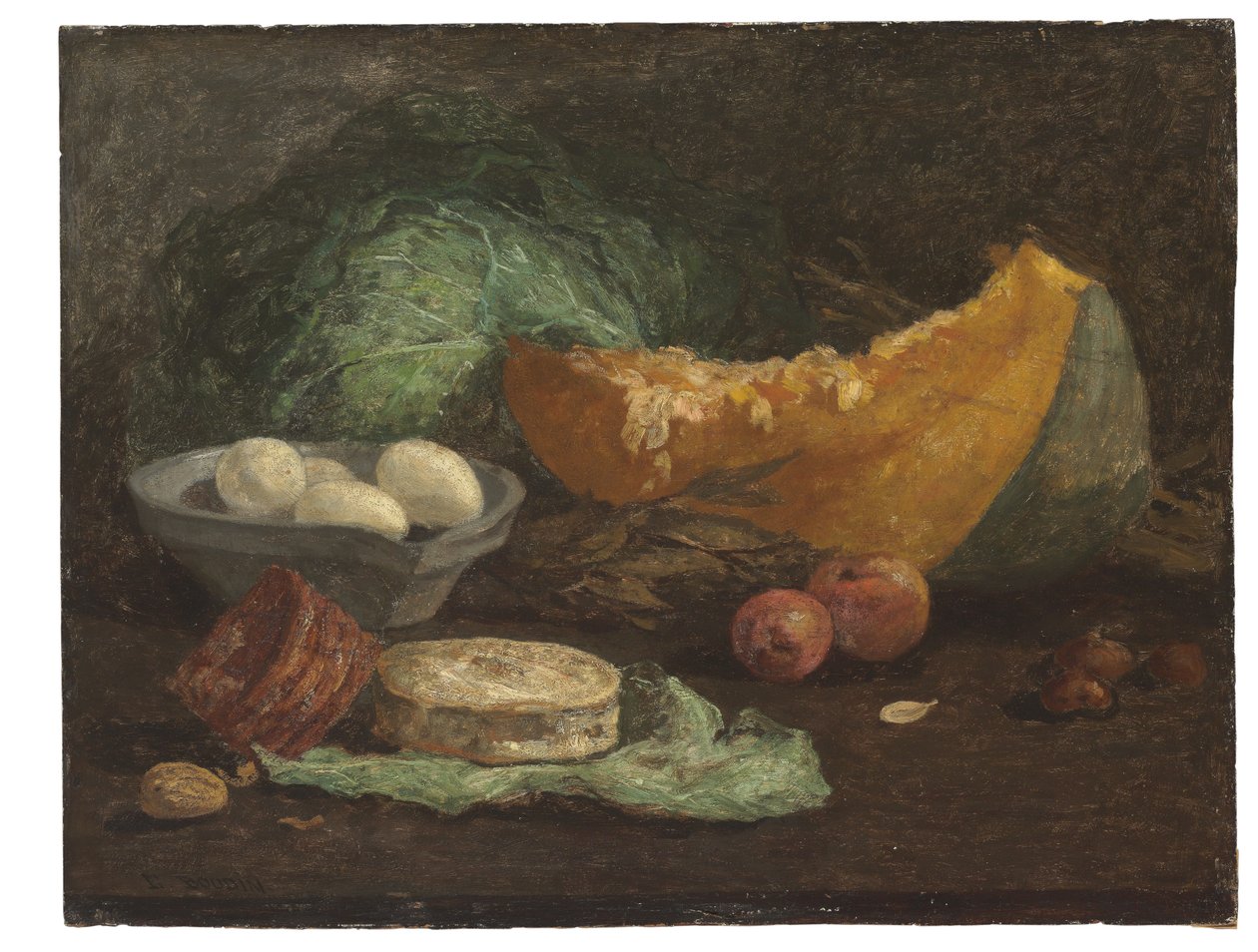 Csendélet tojással és sütőtökkel, 1853-56 körül alkotó: Eugene Louis Boudin