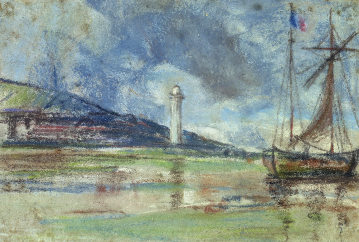 A honfleuri világítótorony (pasztell, papír) alkotó: Eugene Louis Boudin