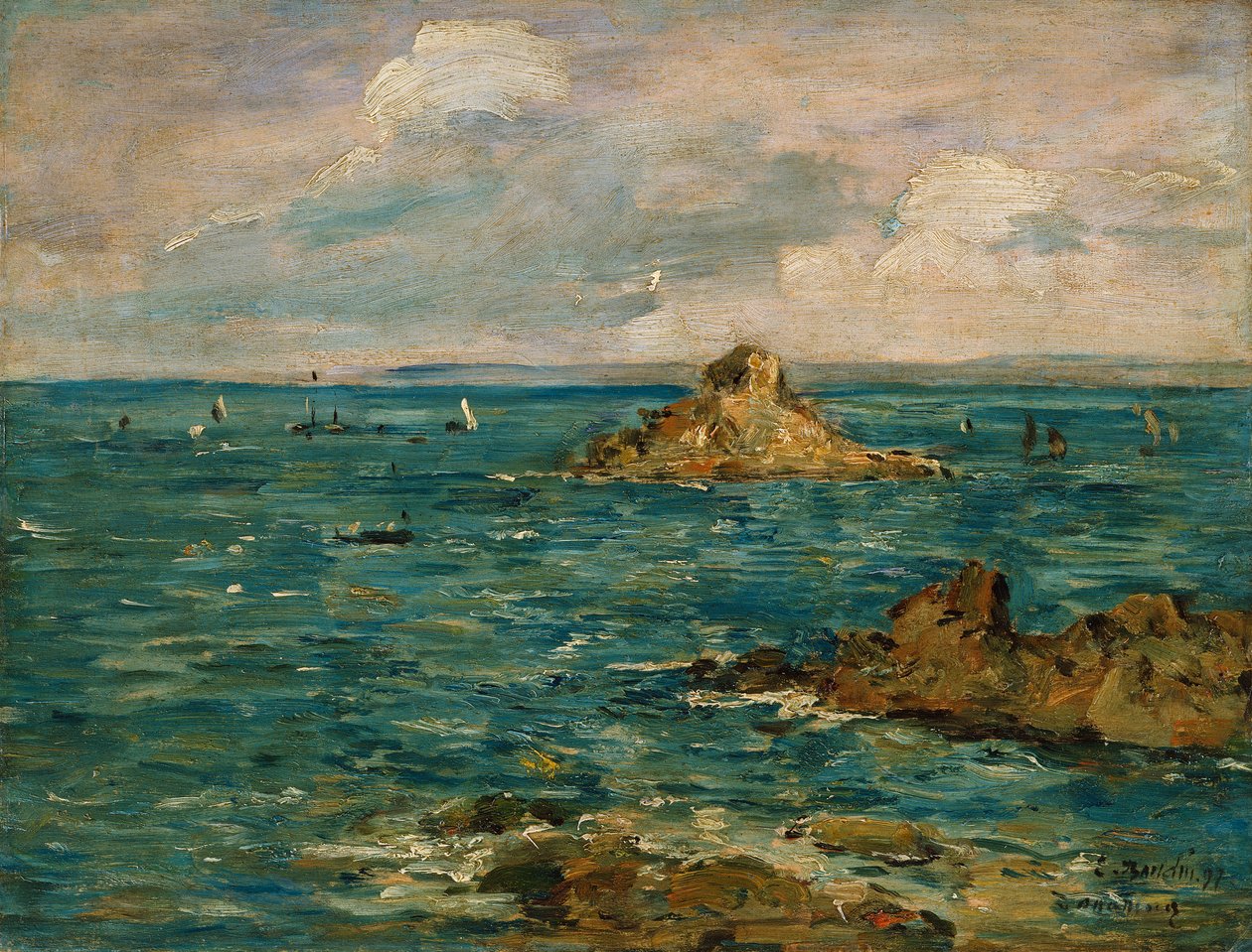A tenger Douarneneznél alkotó: Eugene Louis Boudin