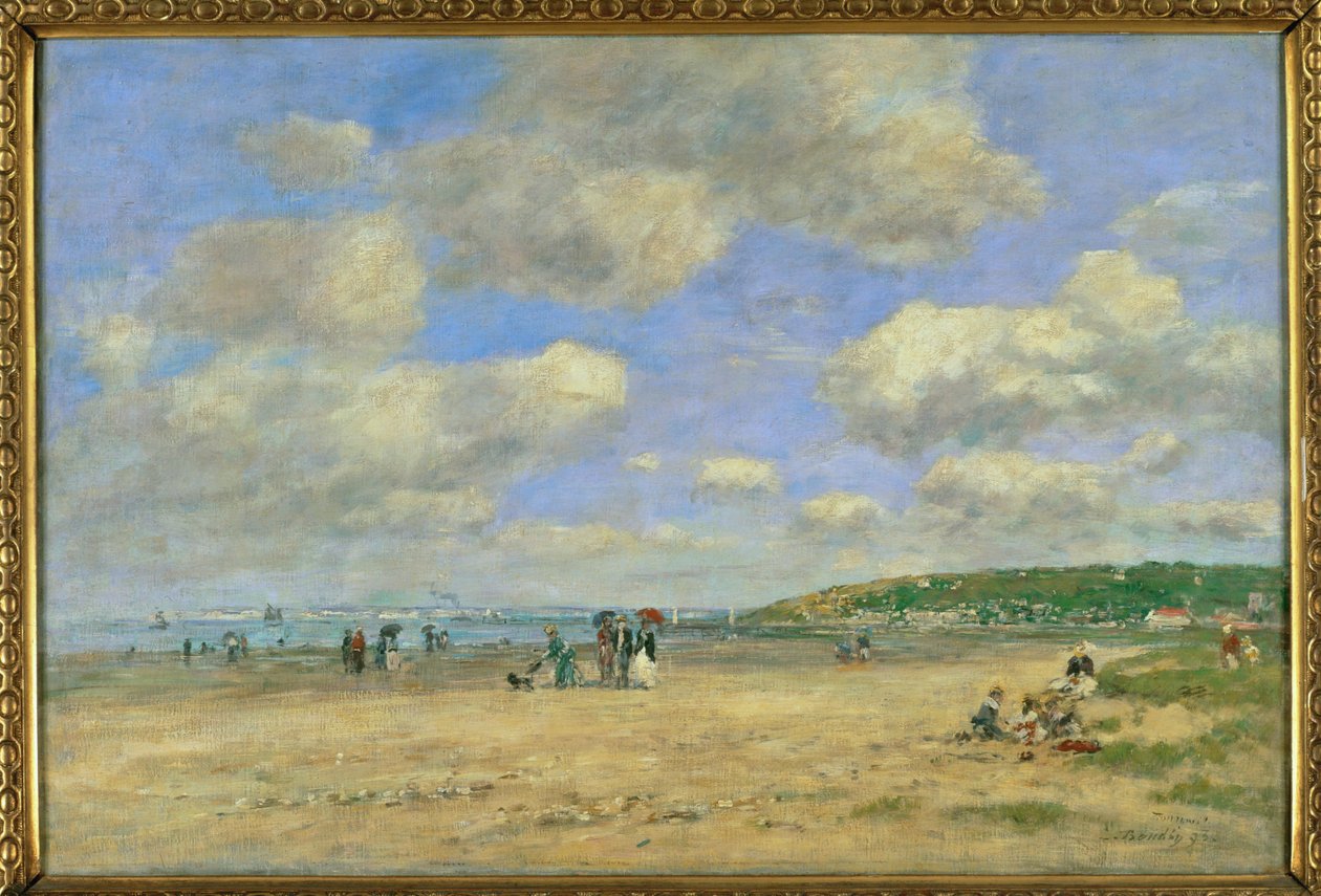 A Tourgeville-les-sablons-i strand (festmény vászonra) alkotó: Eugene Louis Boudin
