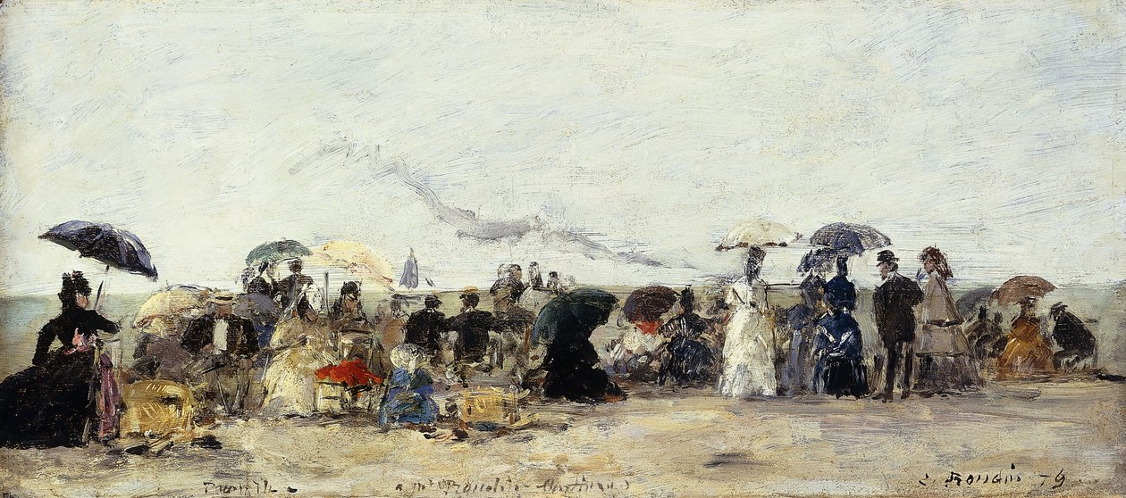 Trouville, tengerparti jelenet; Trouville-i tengerparti jelenet, 1879 alkotó: Eugene Louis Boudin
