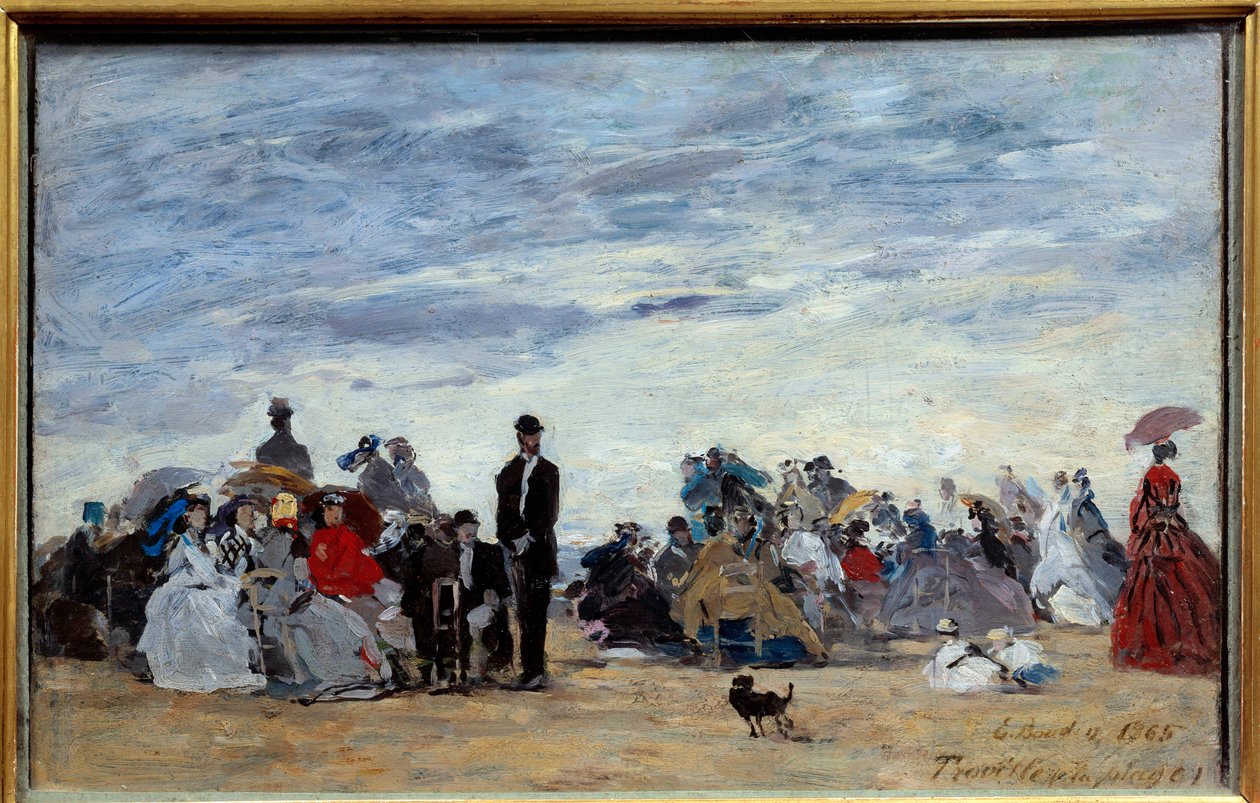 Trouville strand. Eugene Louis Boudin (1824-1898) festménye alkotó: Eugene Louis Boudin
