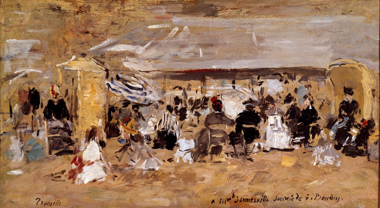Kilátás Deauville tengerpartjára Normandiában Eugene Louis Boudin (1824-1898) festménye 19. századi Párizs, Musee d