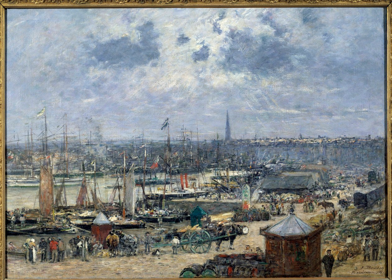 Kilátás a bordeaux-i kikötőre Eugene Louis Boudin (1824-1898) festménye 1874 V. 0,7x1,02 m Párizs, Muse d