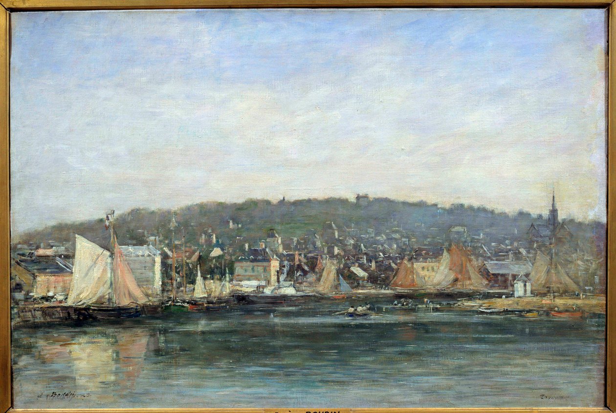 Kilátás Trouville kikötőjére Eugene Louis Boudin festménye alkotó: Eugene Louis Boudin