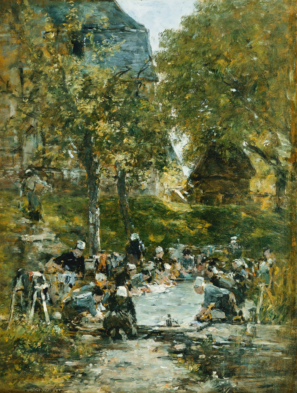 Mosók a folyó partján; Mosók a folyó mellett, 1877-1881 körül alkotó: Eugene Louis Boudin