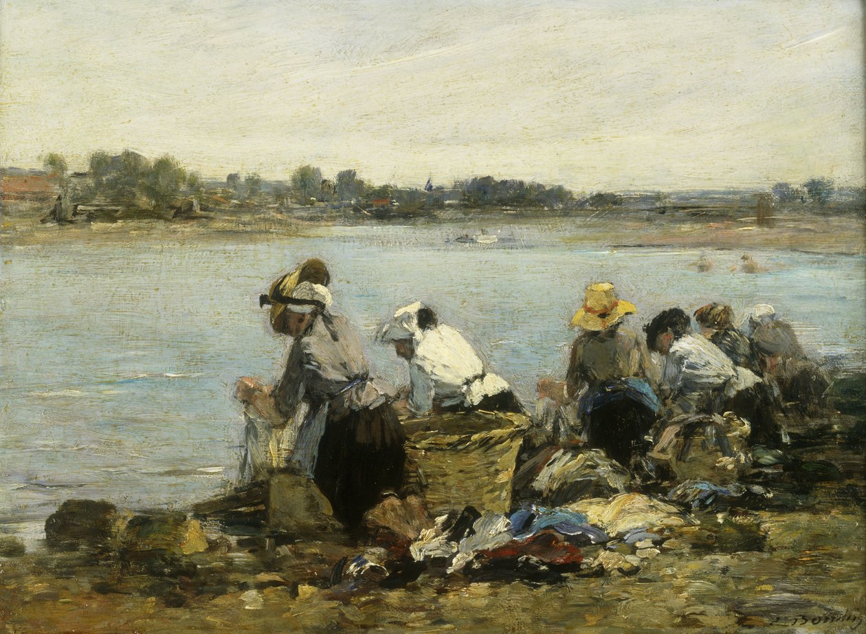 Mosók a nyomatéknál; A La Touque mosónői, alkotó: Eugene Louis Boudin
