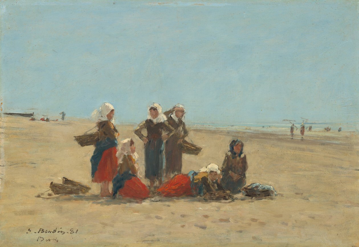 Nők a tengerparton Berckben, 1881. alkotó: Eugene Louis Boudin