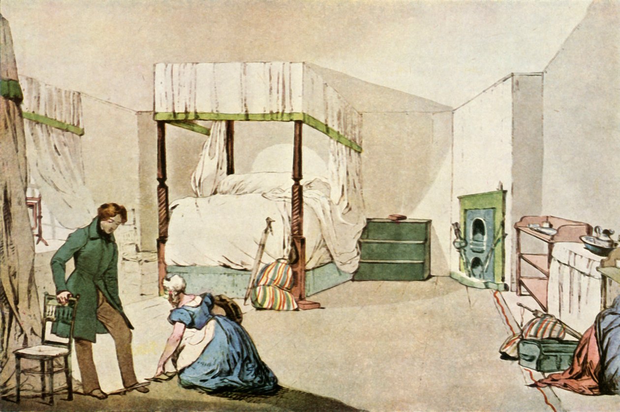 "Hálószoba egy fogadóban", 1830, 1943. alkotó: Eugene Louis Lami