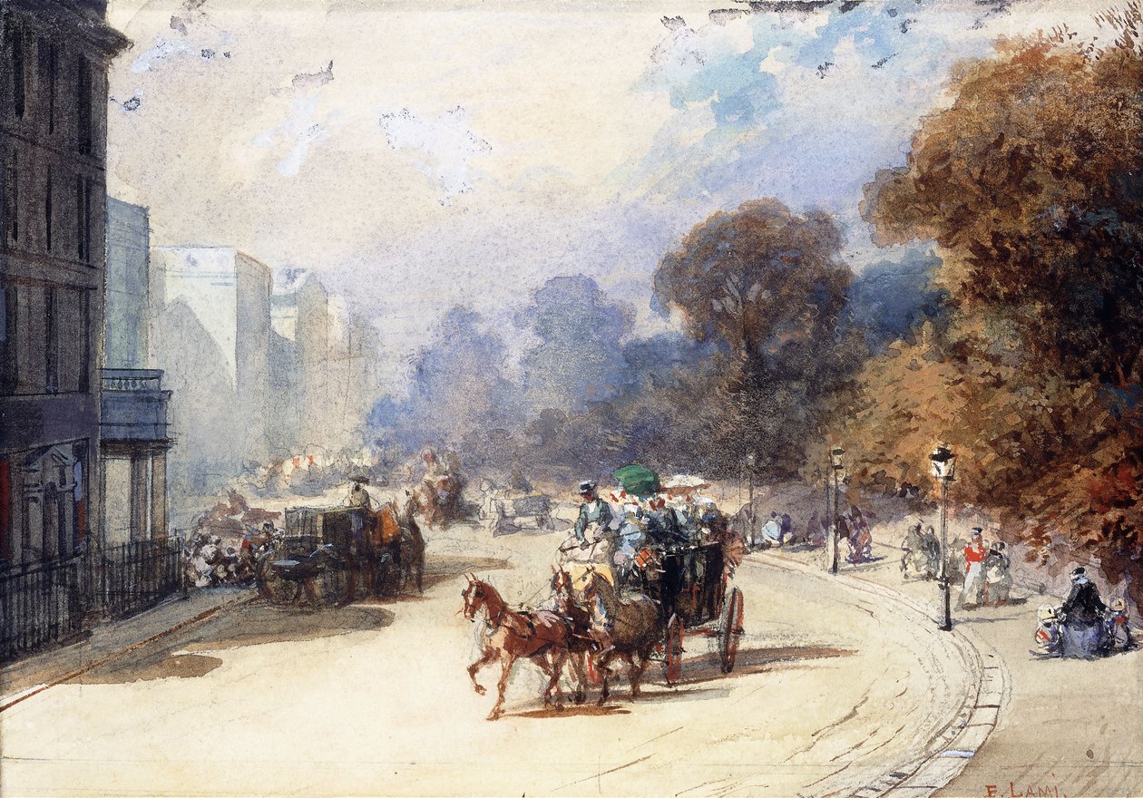 Egy kocsi a londoni Hyde Park Cornerben alkotó: Eugene Louis Lami