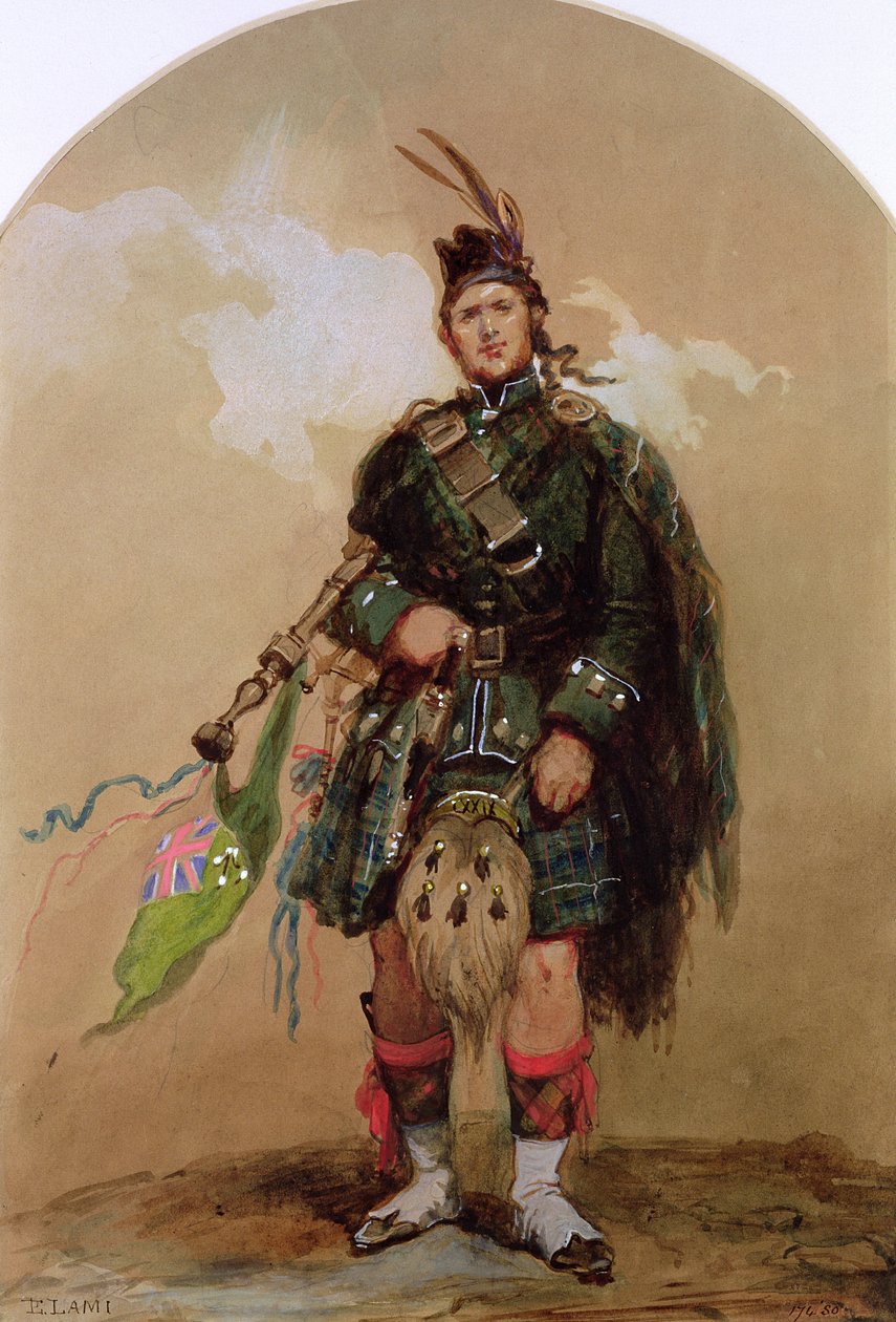 A 79. hegyvidékiek csövese a Chobham-táborban 1853-ban alkotó: Eugene Louis Lami