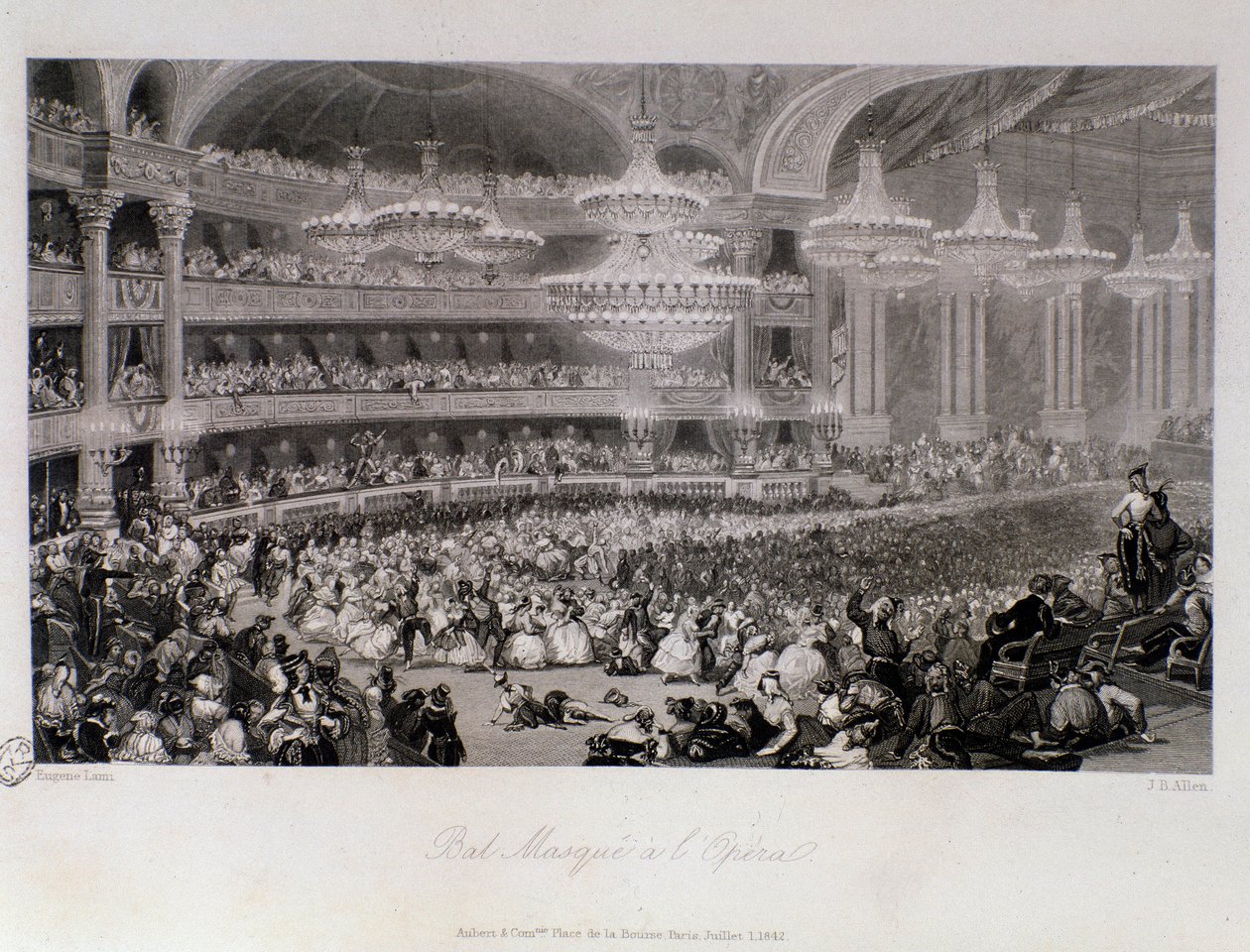 Az Opera de Parisban rendezett báli maszk. Eugene Louis Lami (1800-1890) metszete 1843 Magángyűjtemény alkotó: Eugene Louis Lami