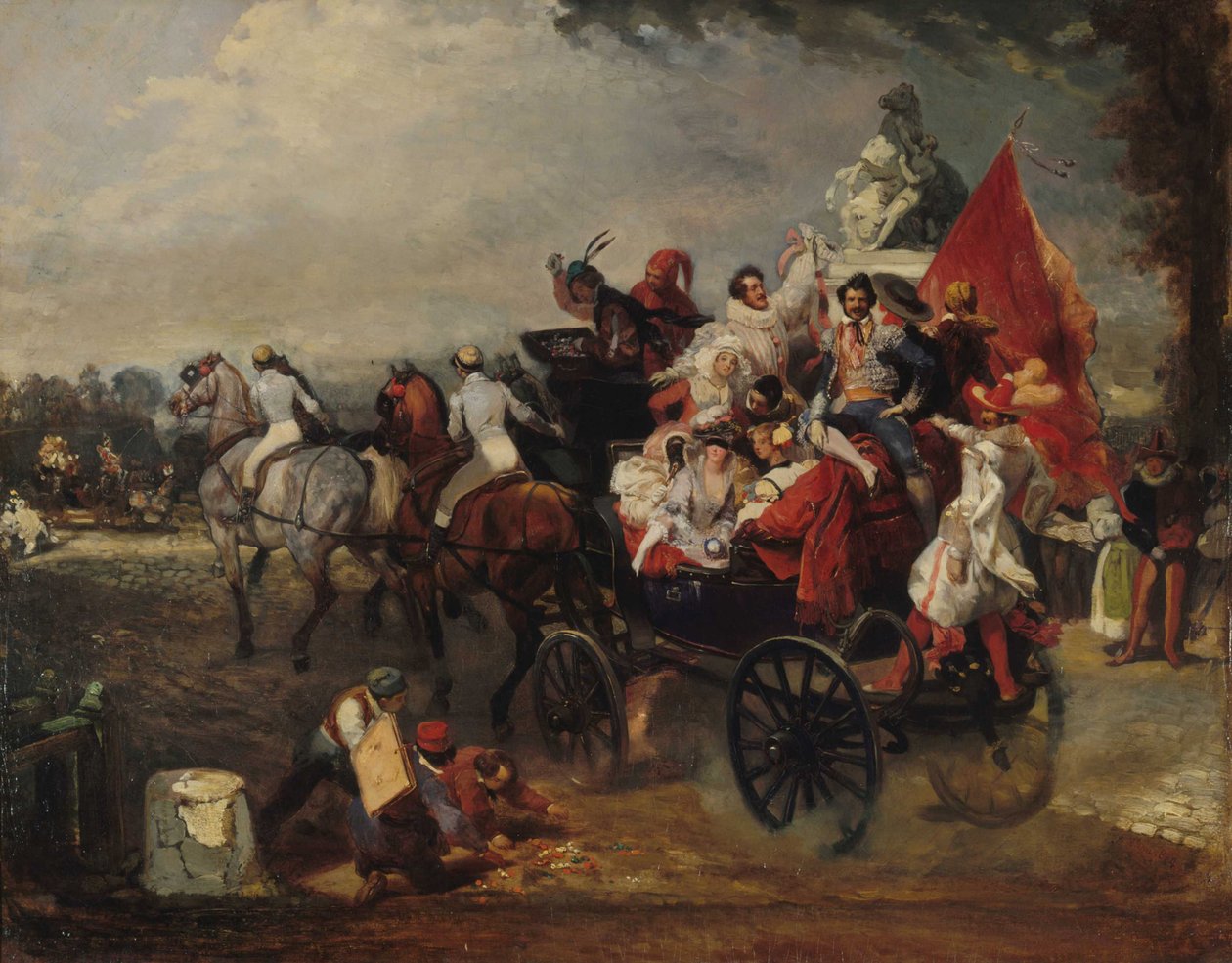 Karneváli jelenet, Place de la Concorde, 1834. alkotó: Eugene Louis Lami