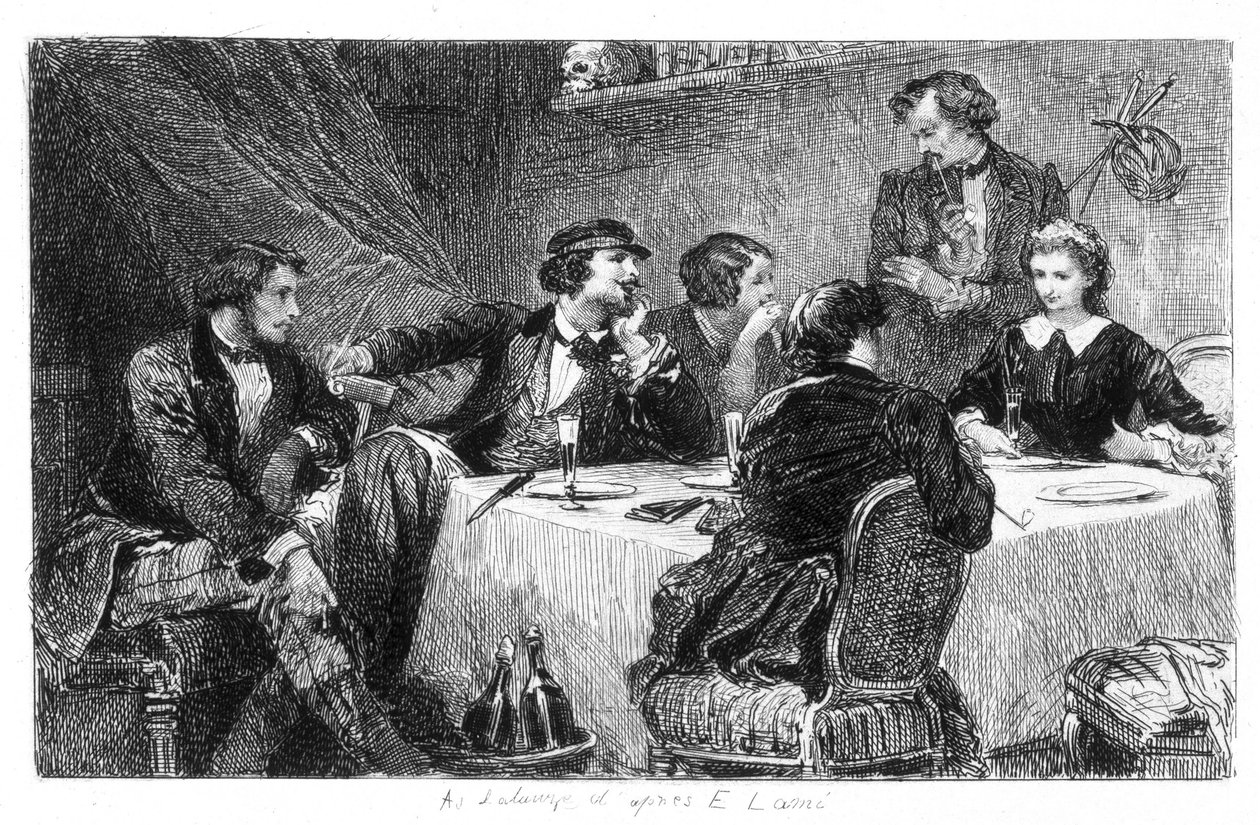 Eugène Lami illusztrációja Alfred de Musset „Mimi de Pinson”-járól alkotó: Eugene Louis Lami