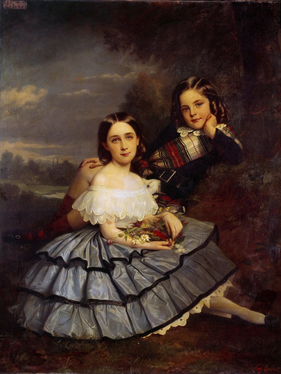 Noémie (1847-1916) és Henri Pecquet du Bellet portréja Eugene Quesnet (1816-1899) festménye, 1855 körül V. 1,46x1,14 m Blerancourt, Musee Franco amerikai alkotó: Eugene Quesnet