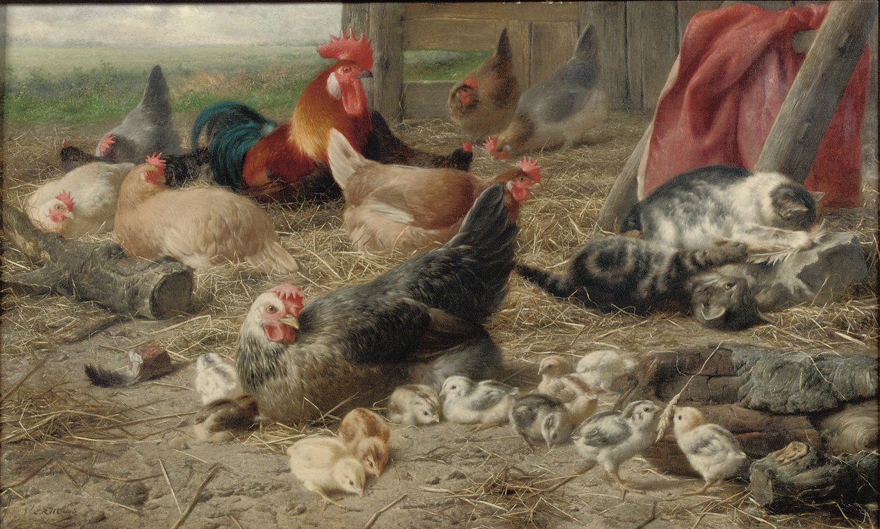 In the Barnyard (olaj, vászon) alkotó: Eugene Remy Maes
