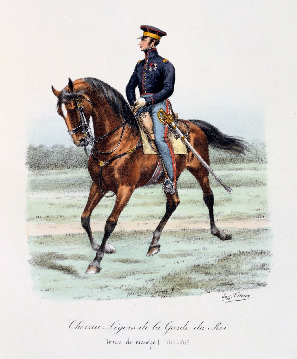 A királyi gárda könnyű lovai, fegyverzeti egyenruha, 1814-15 alkotó: Eugene Titeux