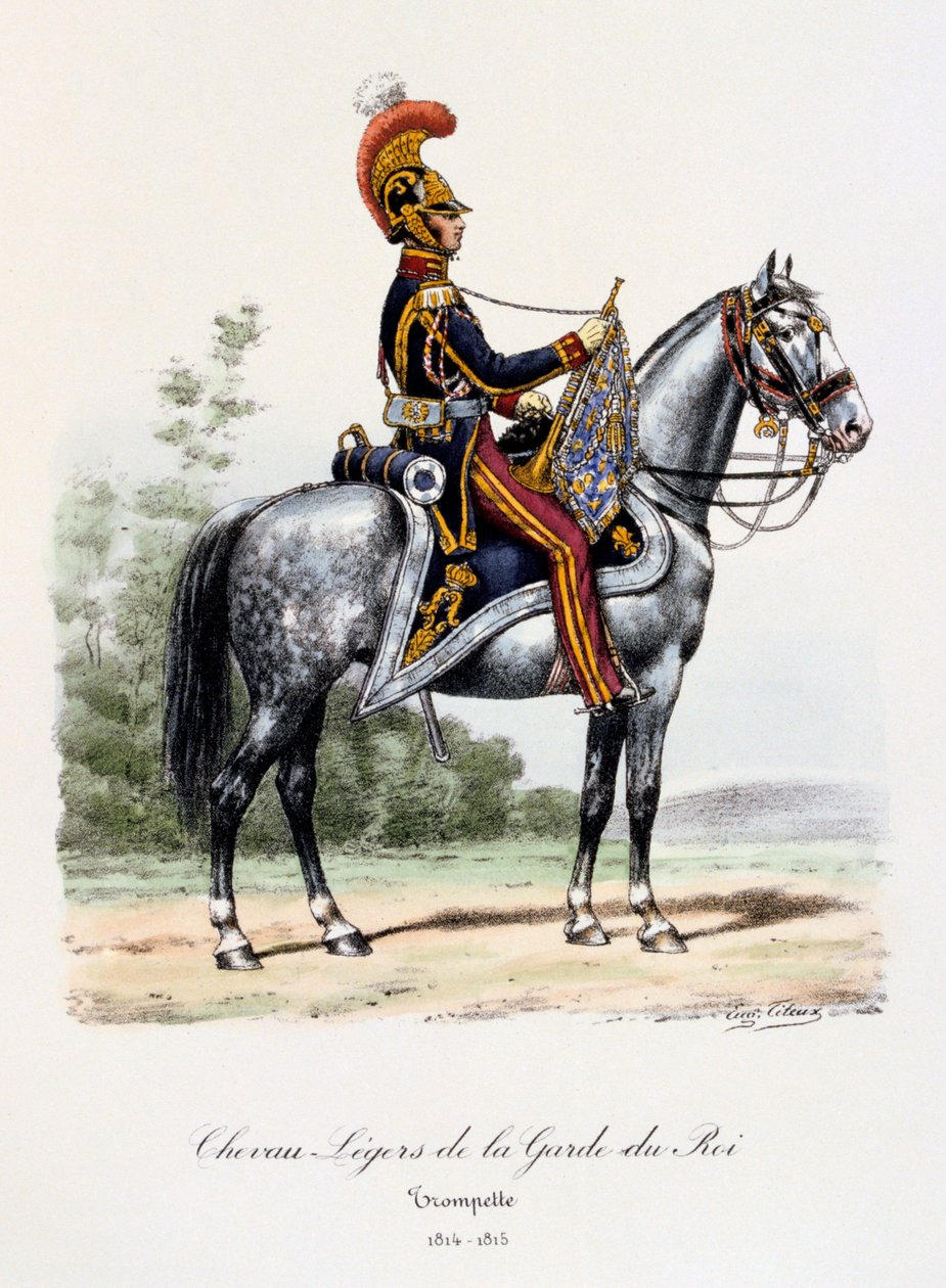 A királyi gárda könnyű lovai, trombitás, 1814-15 alkotó: Eugene Titeux