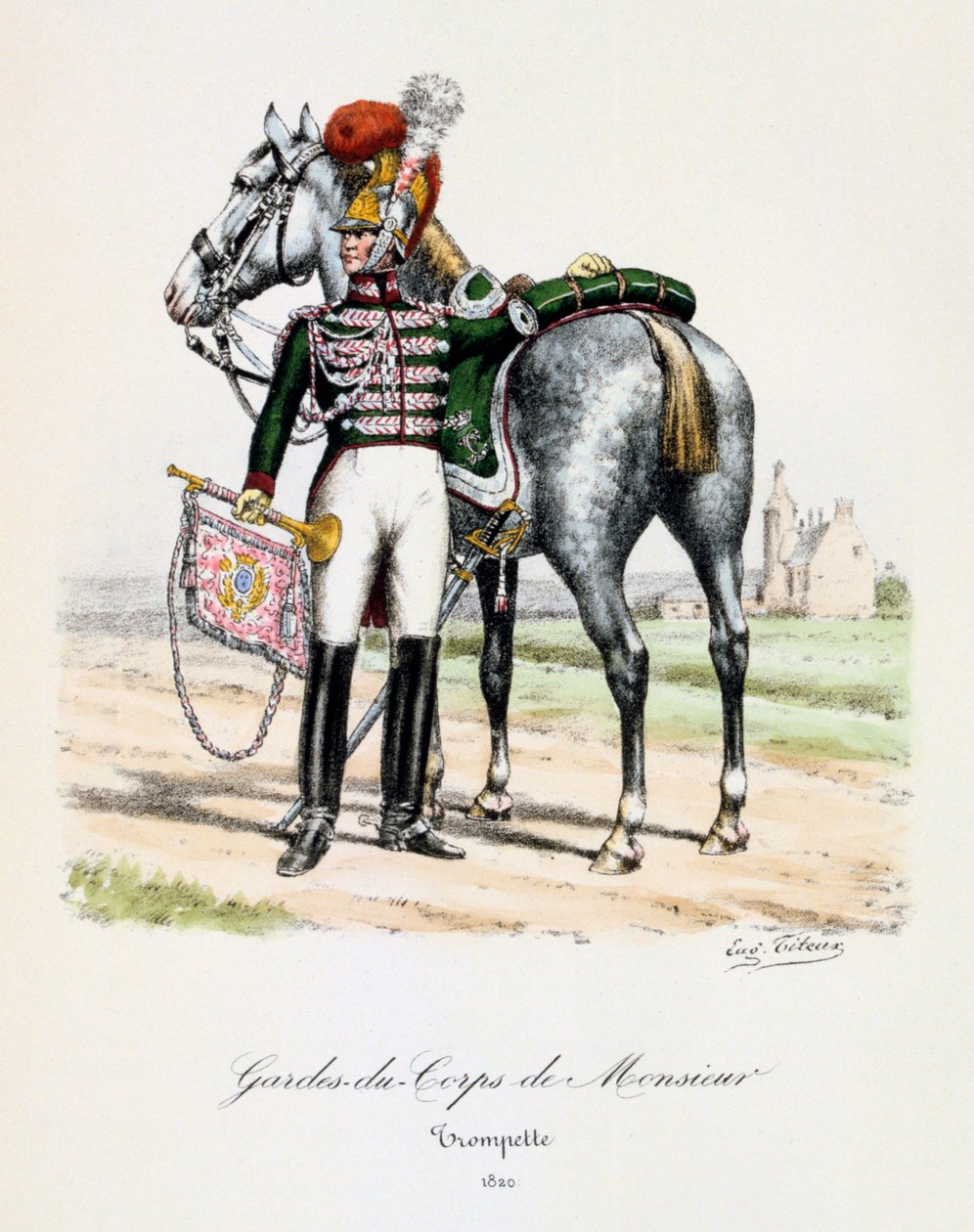 Monsieur, trombitás testőrei, 1820 alkotó: Eugene Titeux