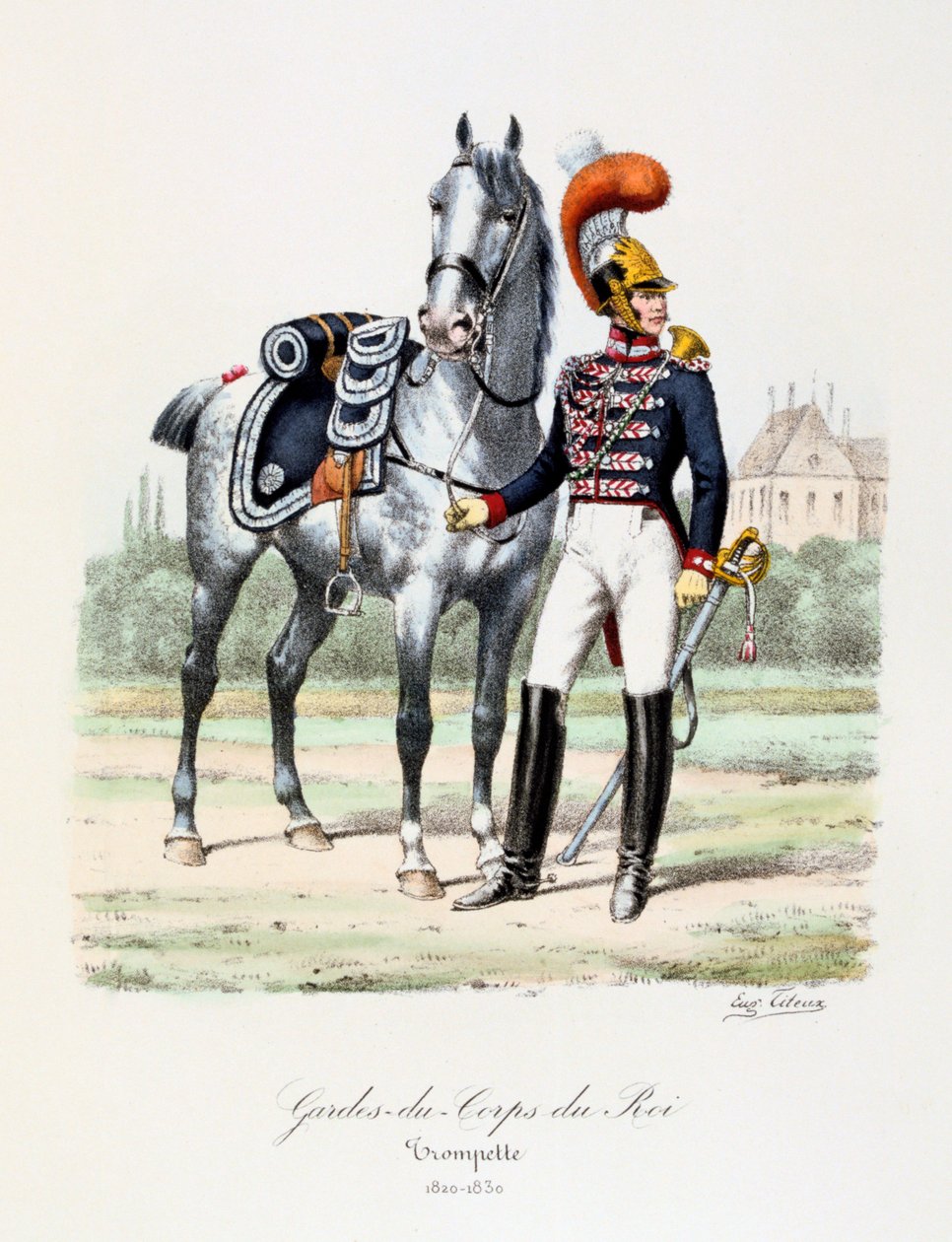 Király testőrei, trombitás, 1820-30 alkotó: Eugene Titeux