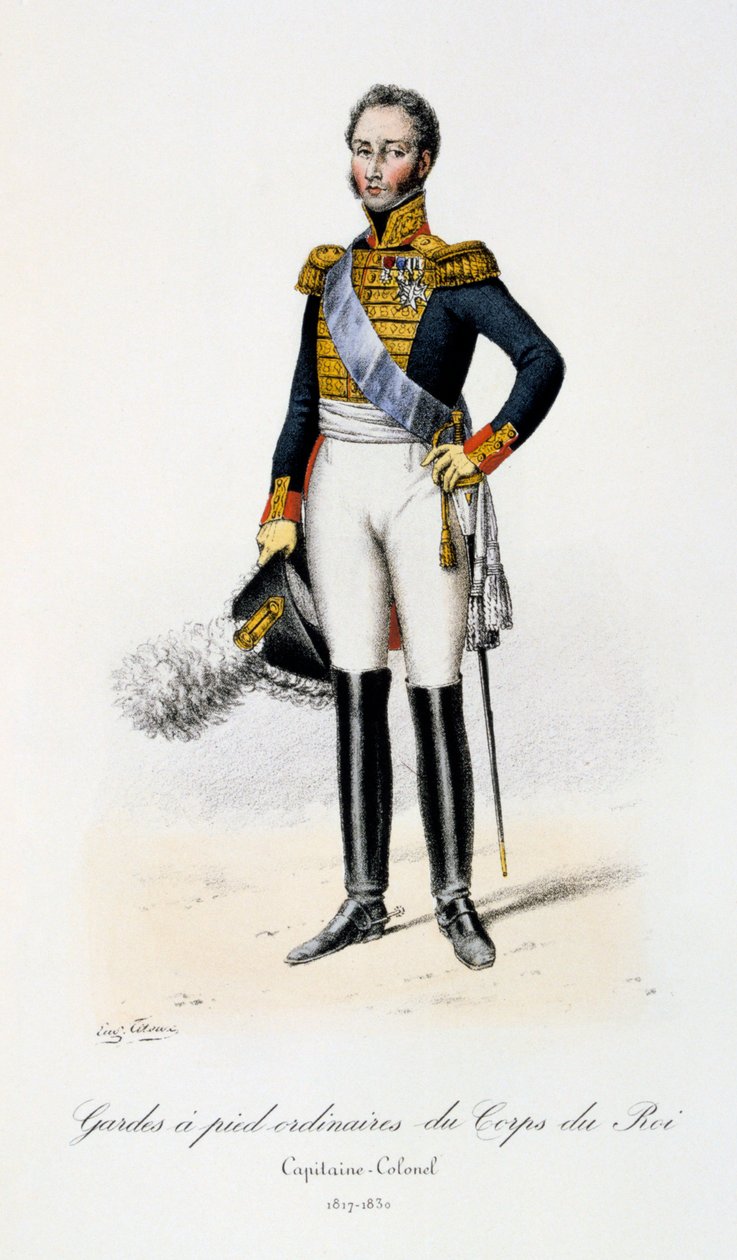 A királyi hadtest rendes gyalogőrei, százados-ezredes, 1817-30 alkotó: Eugene Titeux