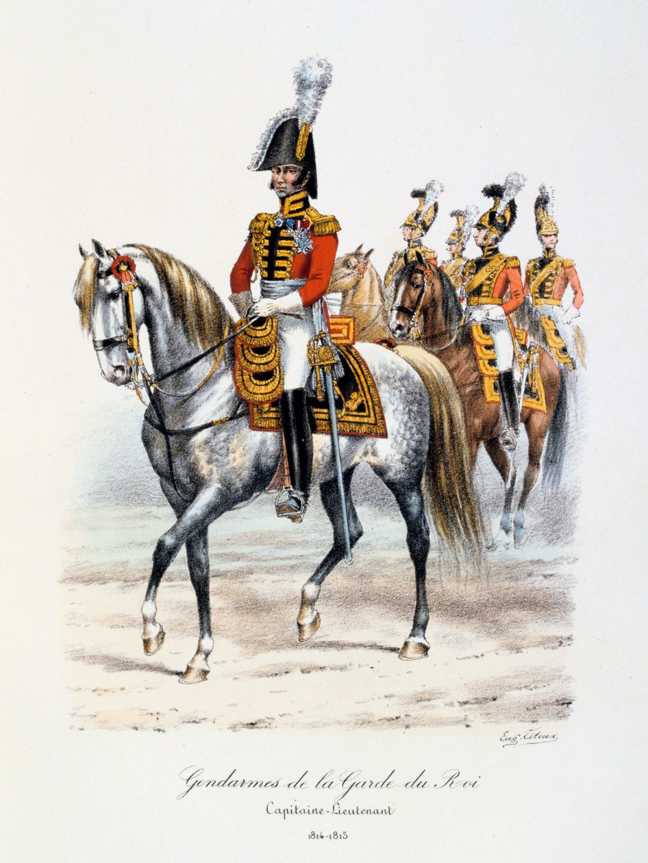 A királyi őrség csendőrei, százados főhadnagy, 1814-15 alkotó: Eugene Titeux
