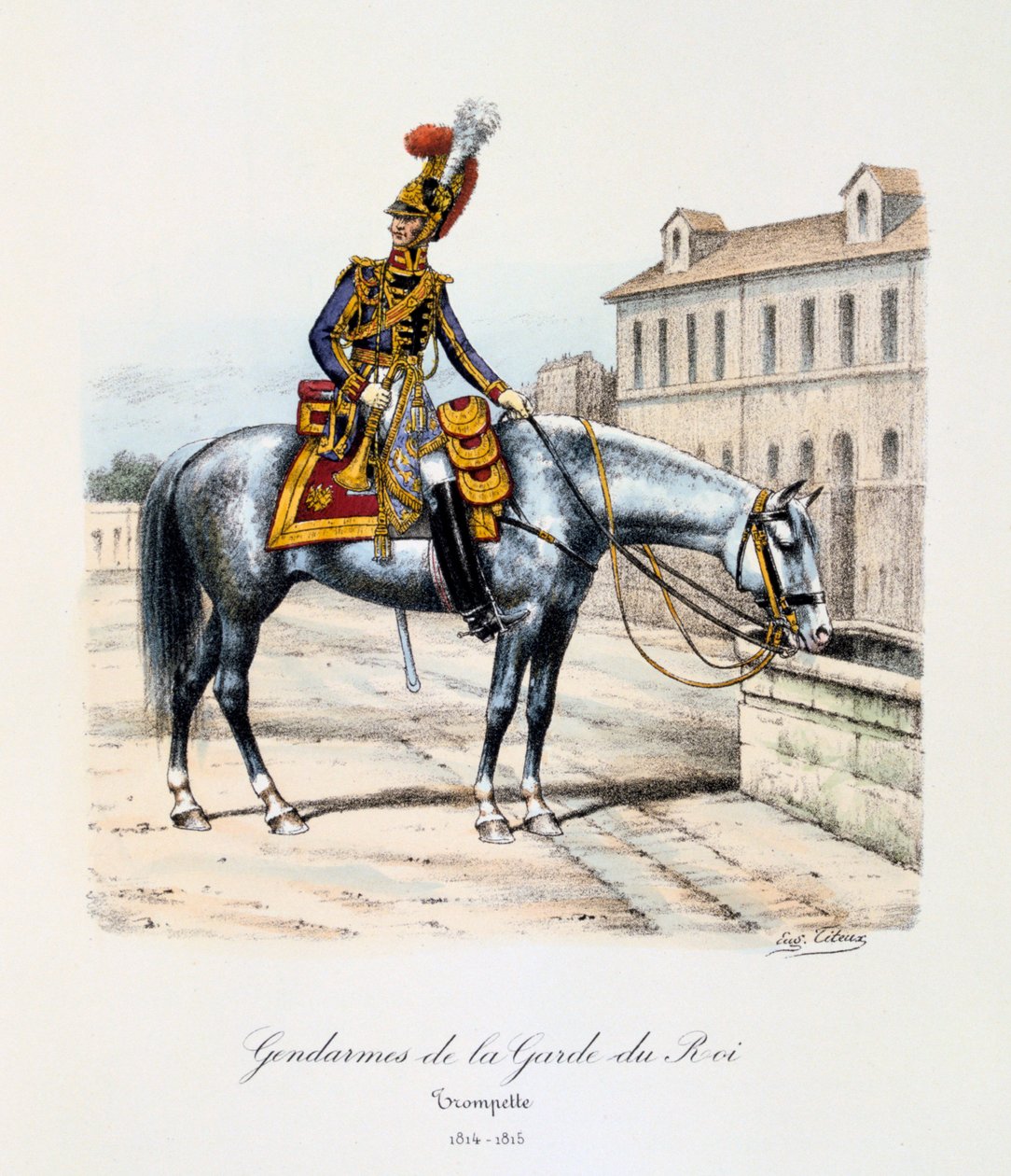 A királyi őrség csendőrei, trombitás, 1814-15 alkotó: Eugene Titeux