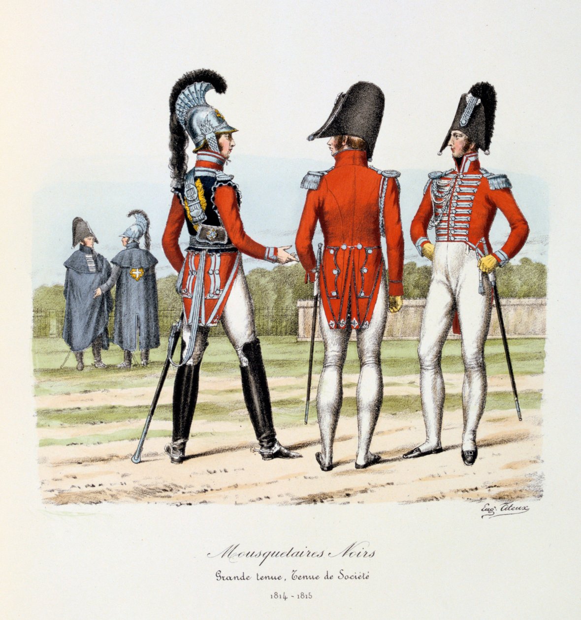 Fekete testőrök, teljes ruha és céges ruha, 1814-15 alkotó: Eugene Titeux