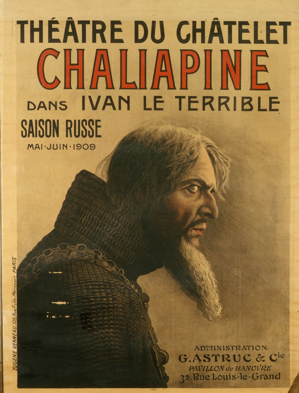 Az orosz szezon plakátja a Théâtre du Châteletben, 1909 alkotó: Eugene Verneau