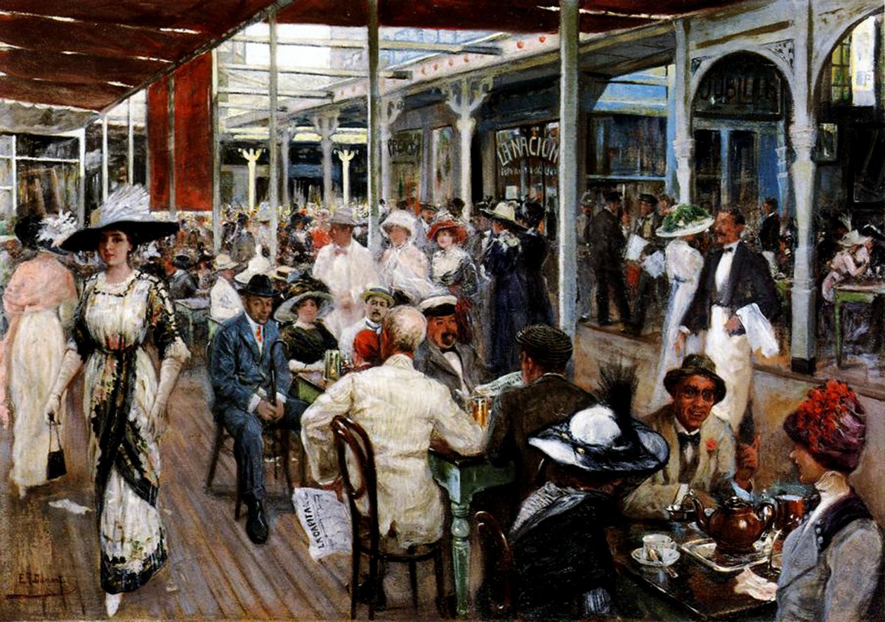 Egy kávéház terasza, Mar del Plata, Argentína, 1912 alkotó: Eugenio Alvarez Dumont
