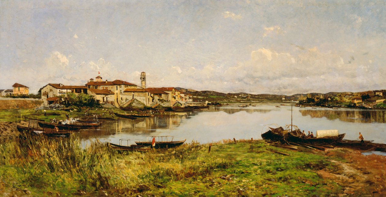 Sesto Circalende látképe, 1885 körül (olaj, vászon) alkotó: Eugenio Gignous