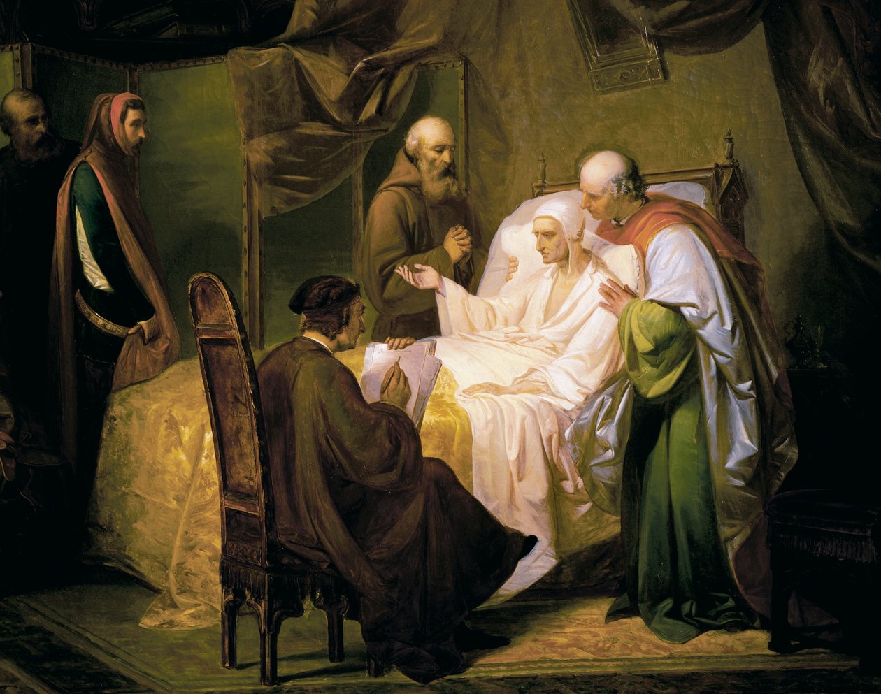 Dante Alighieri (1265-1321) a halálos ágyán alkotó: Eugenio Moretti Larese