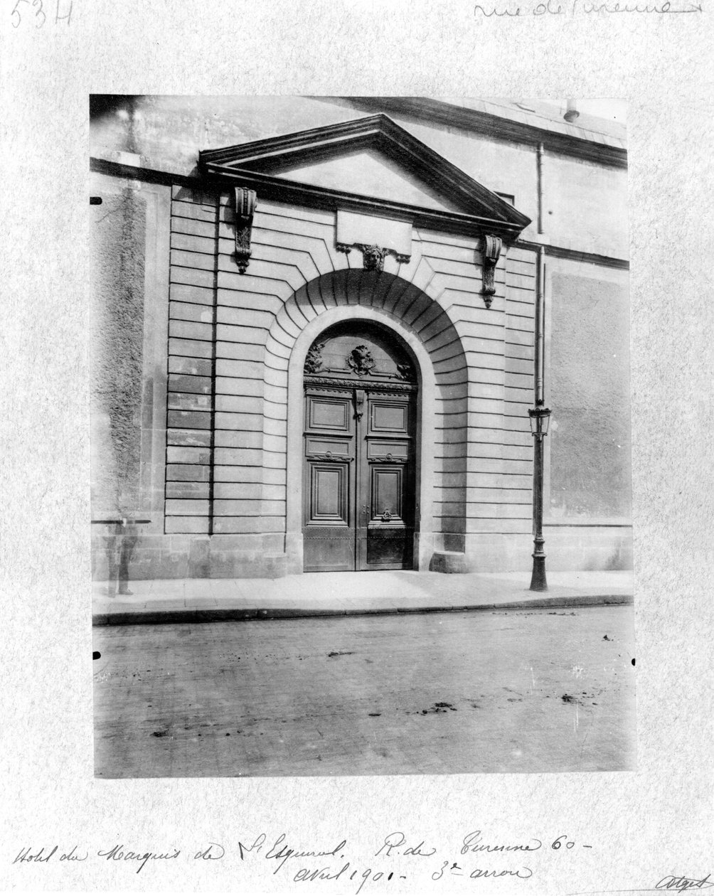 Hotel du Grand Veneur Párizsban, 60 rue de Turenne, 1901 alkotó: Eugène Atget
