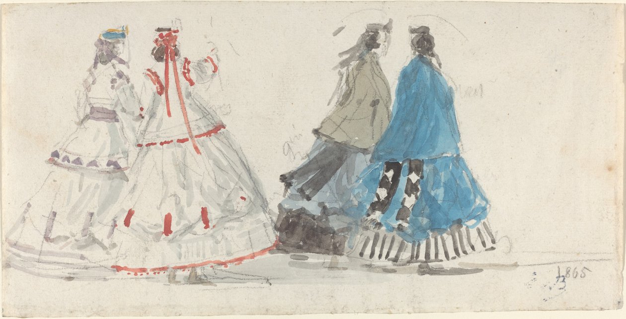 Négy hölgy Crinoline-ban sétálva Trouville-ben alkotó: Eugène Boudin