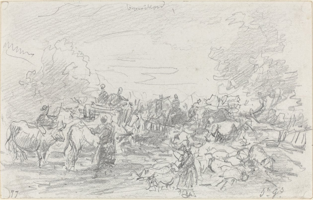 A patakon keresztező csordák alkotó: Eugène Boudin