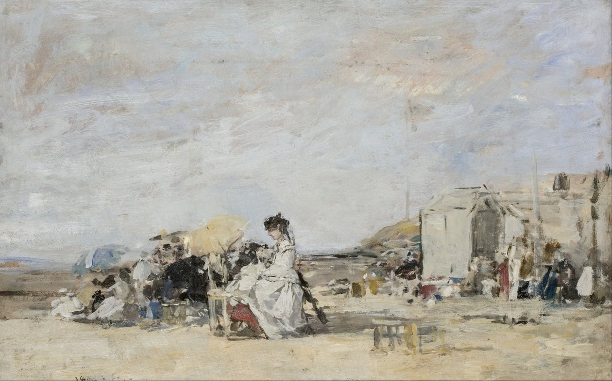 Fehér ruhás hölgy a tengerparton Trouville-ben alkotó: Eugene Louis Boudin