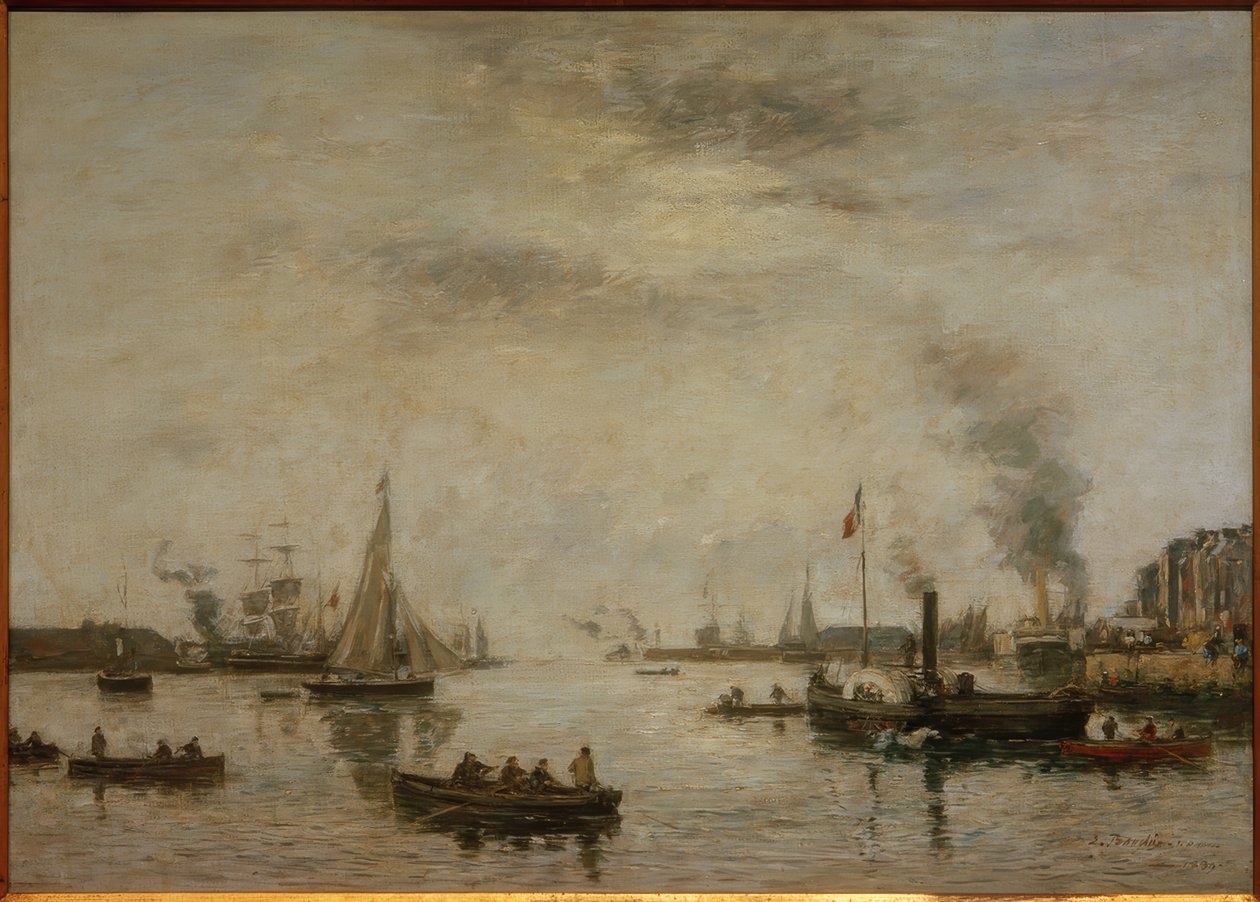 Le Havre, kilátás a kikötőre alkotó: Eugene Louis Boudin