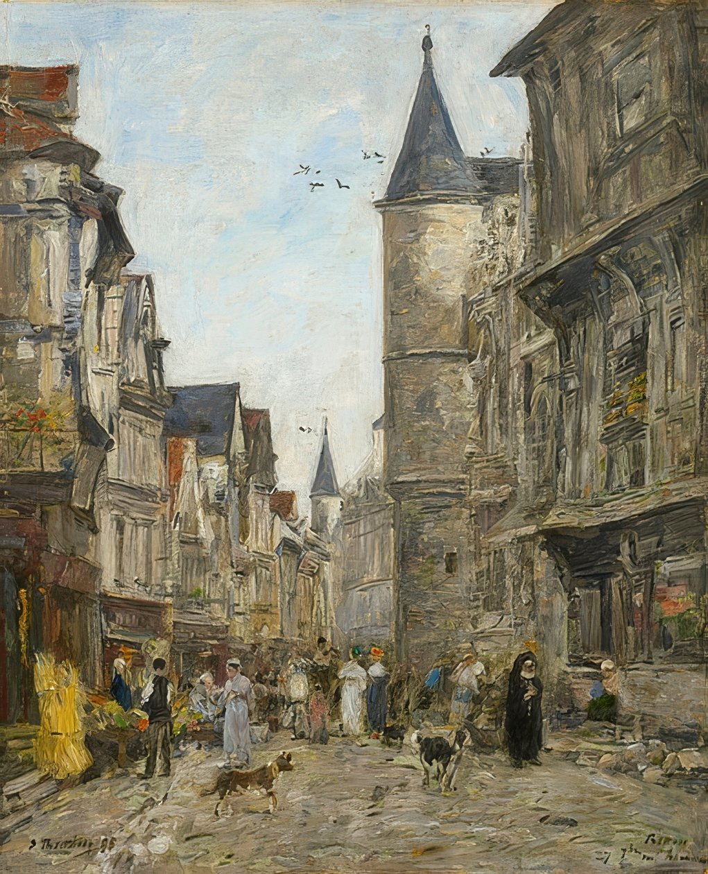 Rue Saint-Romain, Rouen. 1895 alkotó: Eugene Louis Boudin