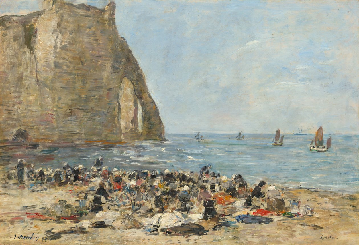 Mosók az etretati strandon alkotó: Eugène Boudin