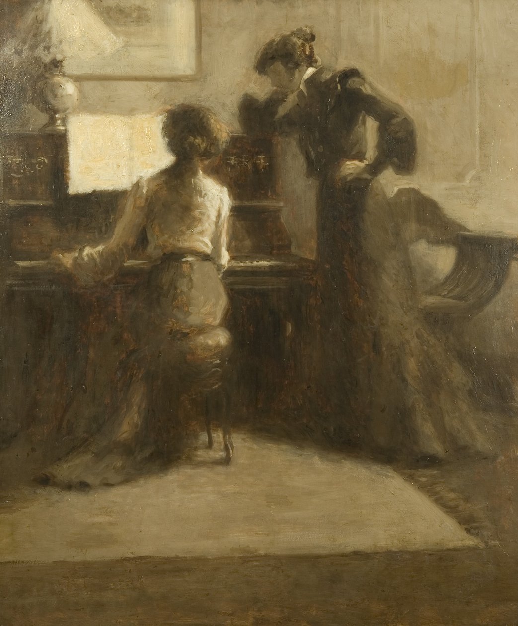 A zongorista, 1900 körül (olaj, papír, vászonra fektetve) alkotó: Eugène Carrière