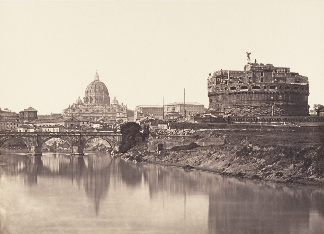 Kilátás a Castel St Angelo-ra. S. Pietro, 1848-52. alkotó: Eugène Constant
