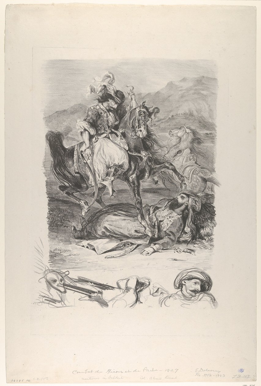 A Giaour és a pasa harca, 1827, 1827. alkotó: Eugène Delacroix