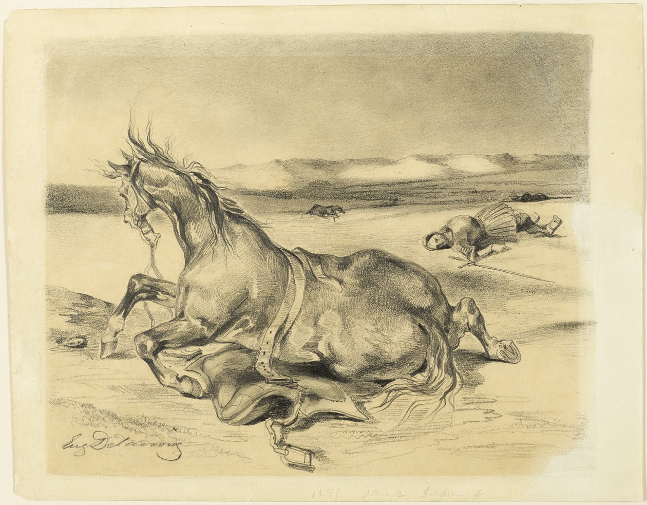 Elesett ló és halott lovag alkotó: Eugène Delacroix