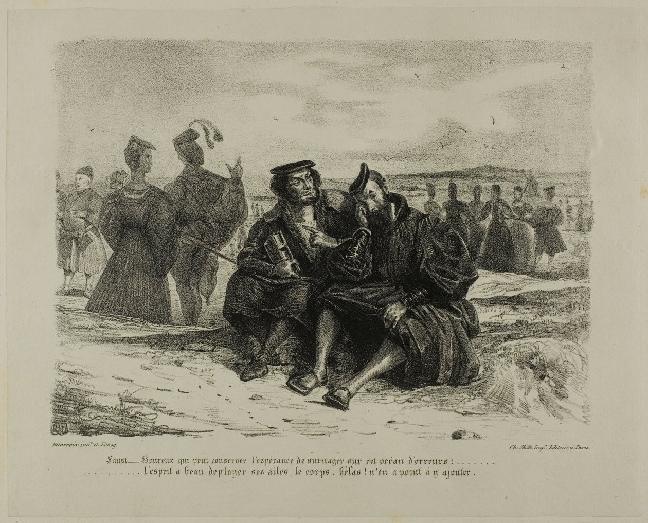 Faust és Wagner, a Faustból alkotó: Eugène Delacroix